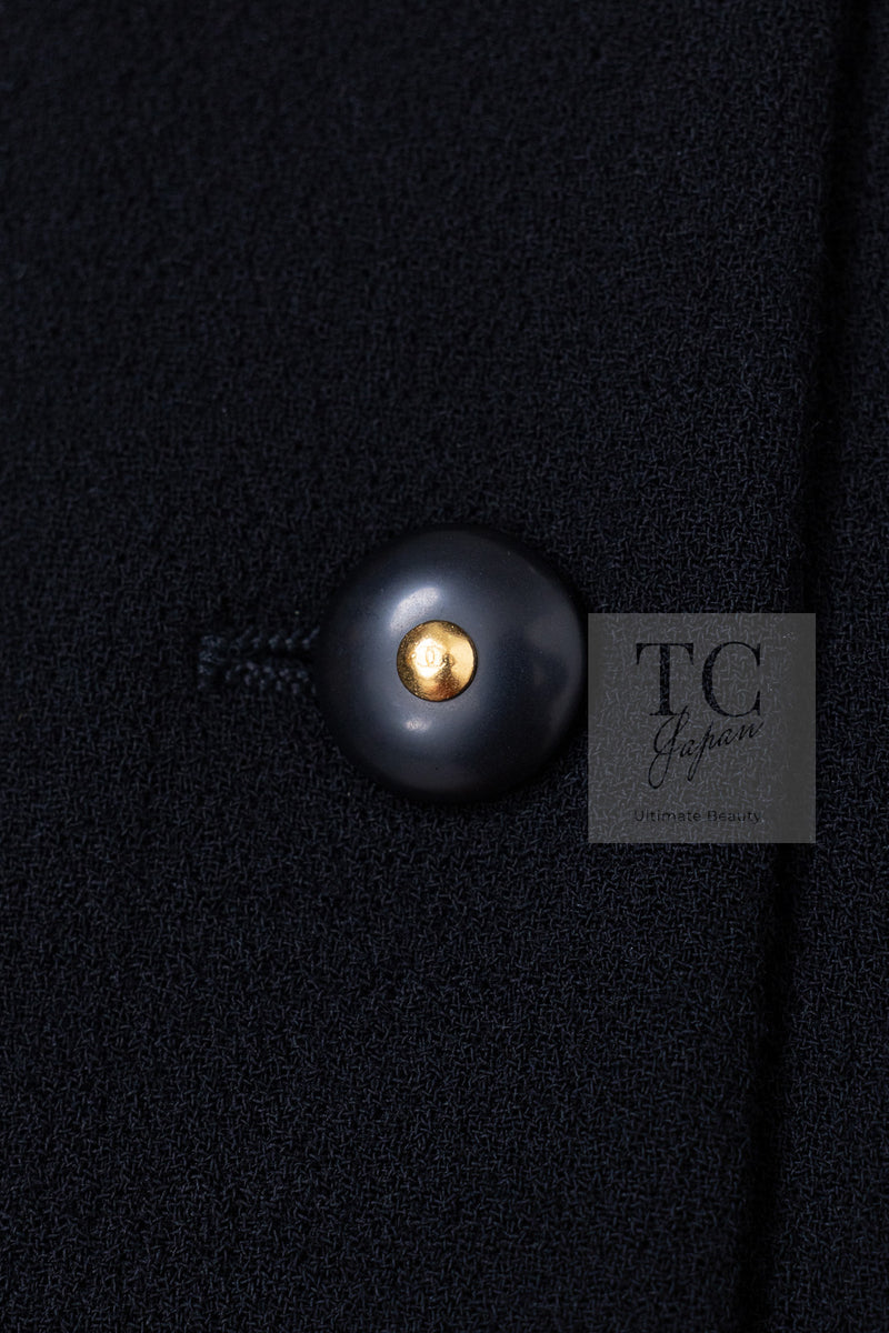 CHANEL 95A Vintage Black Hourglass Wool Jacket Skirt Suit 38 シャネル ヴィンテージ ブラック アワーグラス ウール ジャケット スカート スーツ 即発