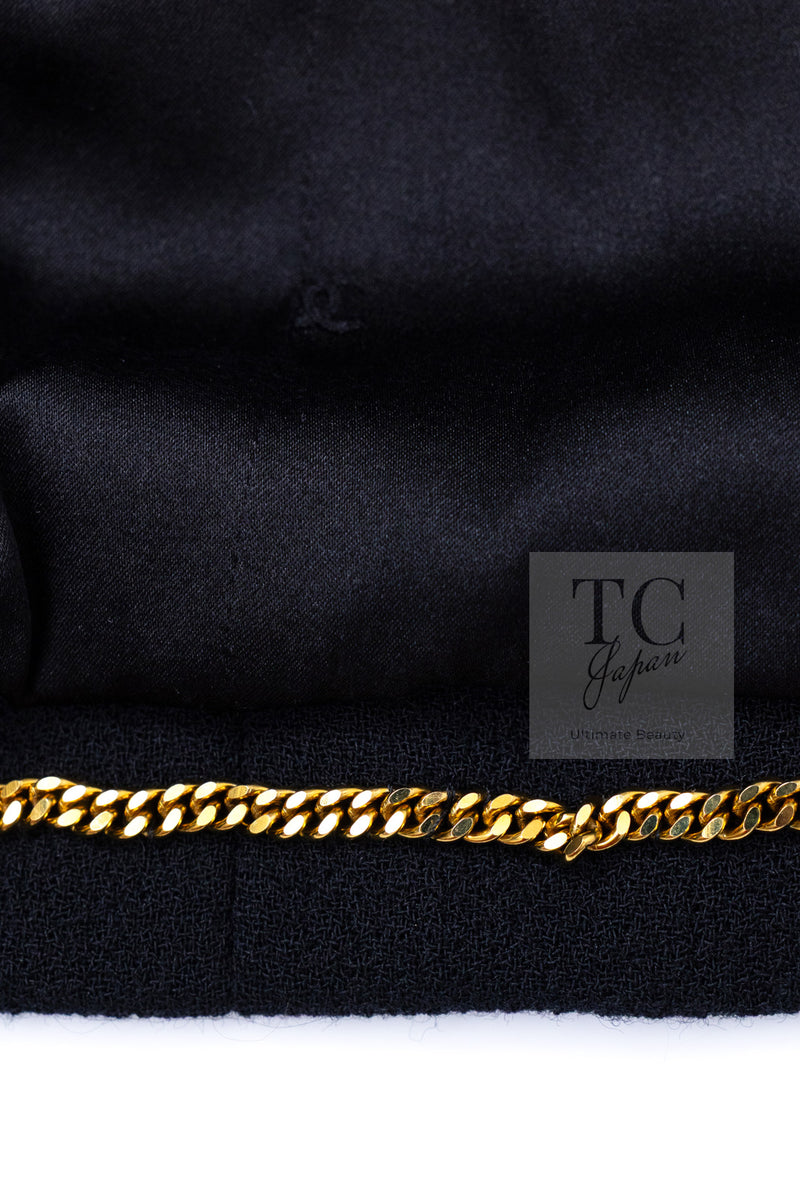 CHANEL 95A Vintage Black Hourglass Wool Jacket Skirt Suit 38 シャネル ヴィンテージ ブラック アワーグラス ウール ジャケット スカート スーツ 即発