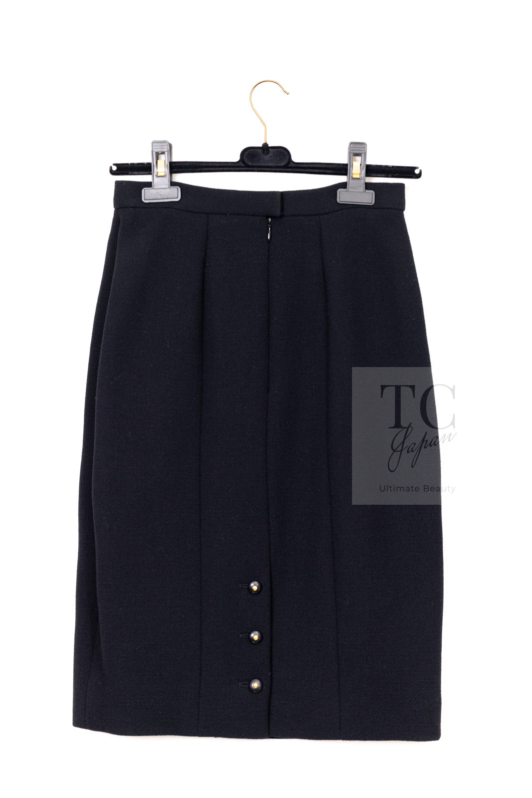 CHANEL 95A Vintage Black Hourglass Wool Jacket Skirt Suit 38 シャネル ヴィンテージ ブラック アワーグラス ウール ジャケット スカート スーツ 即発