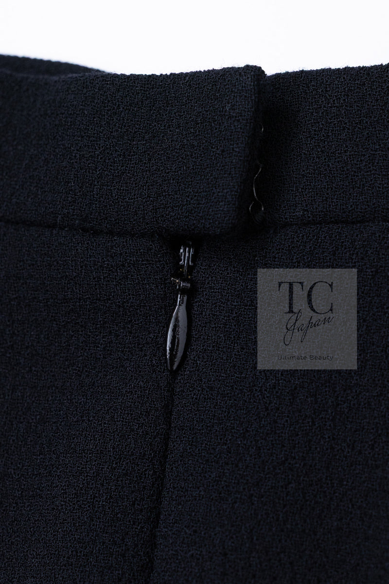 CHANEL 95A Vintage Black Hourglass Wool Jacket Skirt Suit 38 シャネル ヴィンテージ ブラック アワーグラス ウール ジャケット スカート スーツ 即発