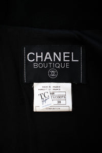CHANEL 95A Vintage Black Hourglass Wool Jacket Skirt Suit 38 シャネル ヴィンテージ ブラック アワーグラス ウール ジャケット スカート スーツ 即発