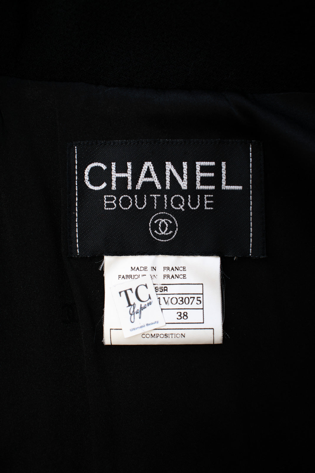 CHANEL 95A Vintage Black Hourglass Wool Jacket Skirt Suit 38 シャネル ヴィンテージ ブラック アワーグラス ウール ジャケット スカート スーツ 即発