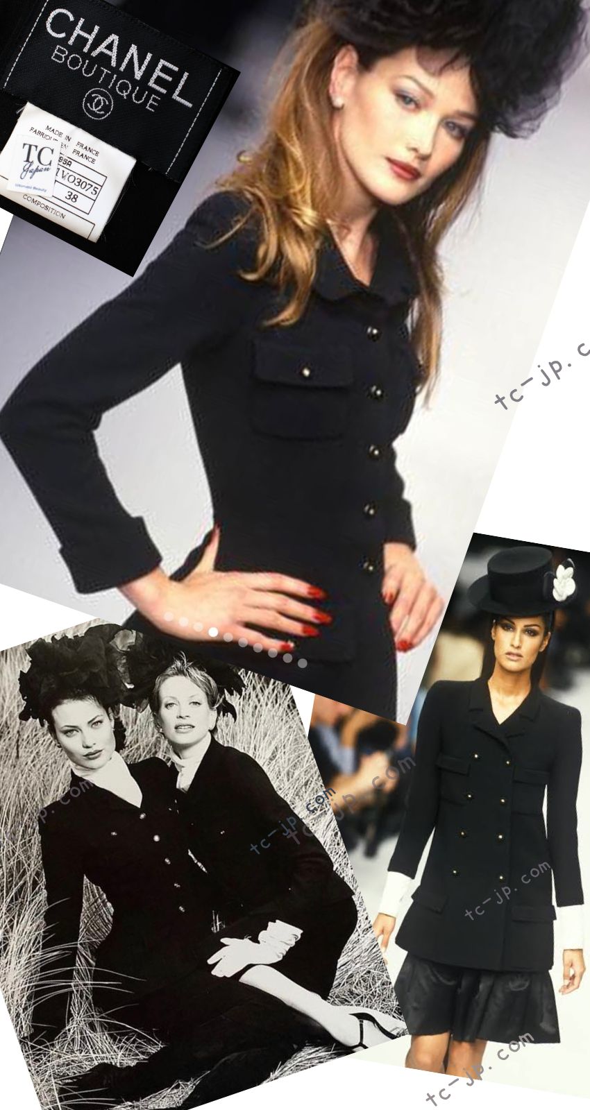CHANEL 95A Vintage Black Hourglass Wool Jacket Skirt Suit 38 シャネル ヴィンテージ ブラック アワーグラス ウール ジャケット スカート スーツ 即発