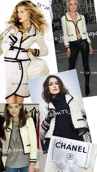 CHANEL 06PF Ivory Black Trim Boucle Tweed Jacket 38 シャネル アイボリー ブラック トリミング ブークレ ツイード ジャケット 即発
