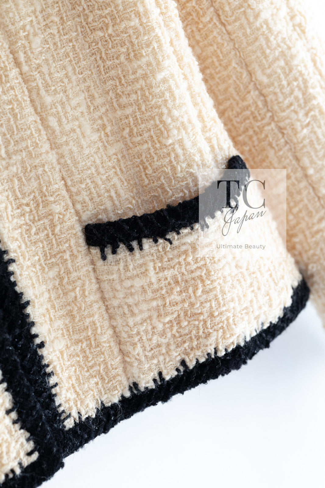 シャネル ジャケット スーツ CHANEL アイボリー ブラック