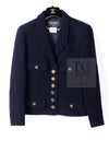 CHANEL 95A Vintage Dark Navy CC Buttons Wool Tweed Jacket Skirt Suit 44 シャネル ヴィンテージ ダーク ネイビー ココボタン ウール ダブル ツイード ジャケット スカート スーツ 即発