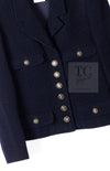 CHANEL 95A Vintage Dark Navy CC Buttons Wool Tweed Jacket Skirt Suit 44 シャネル ヴィンテージ ダーク ネイビー ココボタン ウール ダブル ツイード ジャケット スカート スーツ 即発
