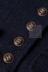 CHANEL 95A Vintage Dark Navy CC Buttons Wool Tweed Jacket Skirt Suit 44 シャネル ヴィンテージ ダーク ネイビー ココボタン ウール ダブル ツイード ジャケット スカート スーツ 即発