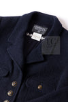 CHANEL 95A Vintage Dark Navy CC Buttons Wool Tweed Jacket Skirt Suit 44 シャネル ヴィンテージ ダーク ネイビー ココボタン ウール ダブル ツイード ジャケット スカート スーツ 即発