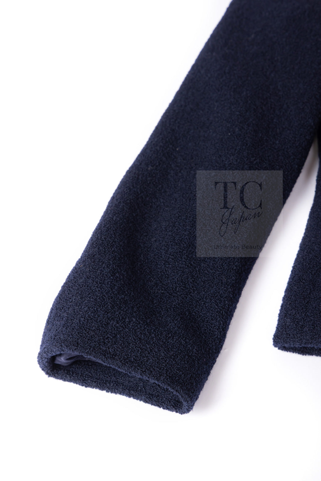 CHANEL 95A Vintage Dark Navy CC Buttons Wool Tweed Jacket Skirt Suit 44 シャネル ヴィンテージ ダーク ネイビー ココボタン ウール ダブル ツイード ジャケット スカート スーツ 即発