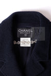 CHANEL 95A Vintage Dark Navy CC Buttons Wool Tweed Jacket Skirt Suit 44 シャネル ヴィンテージ ダーク ネイビー ココボタン ウール ダブル ツイード ジャケット スカート スーツ 即発