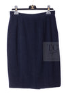 CHANEL 95A Vintage Dark Navy CC Buttons Wool Tweed Jacket Skirt Suit 44 シャネル ヴィンテージ ダーク ネイビー ココボタン ウール ダブル ツイード ジャケット スカート スーツ 即発