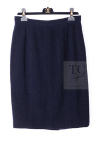 CHANEL 95A Vintage Dark Navy CC Buttons Wool Tweed Jacket Skirt Suit 44 シャネル ヴィンテージ ダーク ネイビー ココボタン ウール ダブル ツイード ジャケット スカート スーツ 即発