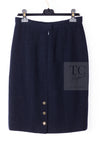 CHANEL 95A Vintage Dark Navy CC Buttons Wool Tweed Jacket Skirt Suit 44 シャネル ヴィンテージ ダーク ネイビー ココボタン ウール ダブル ツイード ジャケット スカート スーツ 即発