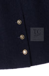 CHANEL 95A Vintage Dark Navy CC Buttons Wool Tweed Jacket Skirt Suit 44 シャネル ヴィンテージ ダーク ネイビー ココボタン ウール ダブル ツイード ジャケット スカート スーツ 即発