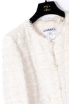 CHANEL 05S Ivory White Pearl Buttons Lesage Tweed Jacket Skirt Suit 40 42 シャネル アイボリー ホワイト パール CC ボタン ルサージュ ツイード ジャケット スカート スーツ 即発
