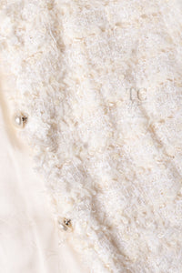 CHANEL 05S Ivory White Pearl Buttons Lesage Tweed Jacket Skirt Suit 40 42 シャネル アイボリー ホワイト パール CC ボタン ルサージュ ツイード ジャケット スカート スーツ 即発