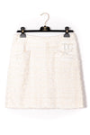 CHANEL 05S Ivory White Pearl Buttons Lesage Tweed Jacket Skirt Suit 40 42 シャネル アイボリー ホワイト パール CC ボタン ルサージュ ツイード ジャケット スカート スーツ 即発