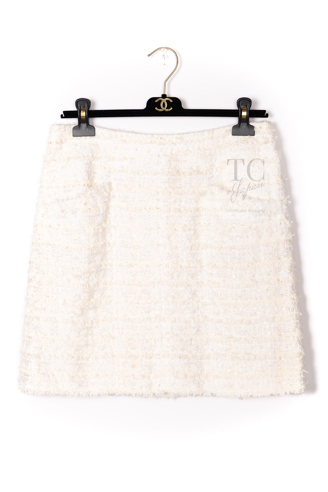 CHANEL 05S Ivory White Pearl Buttons Lesage Tweed Jacket Skirt Suit 40 42 シャネル アイボリー ホワイト パール CC ボタン ルサージュ ツイード ジャケット スカート スーツ 即発