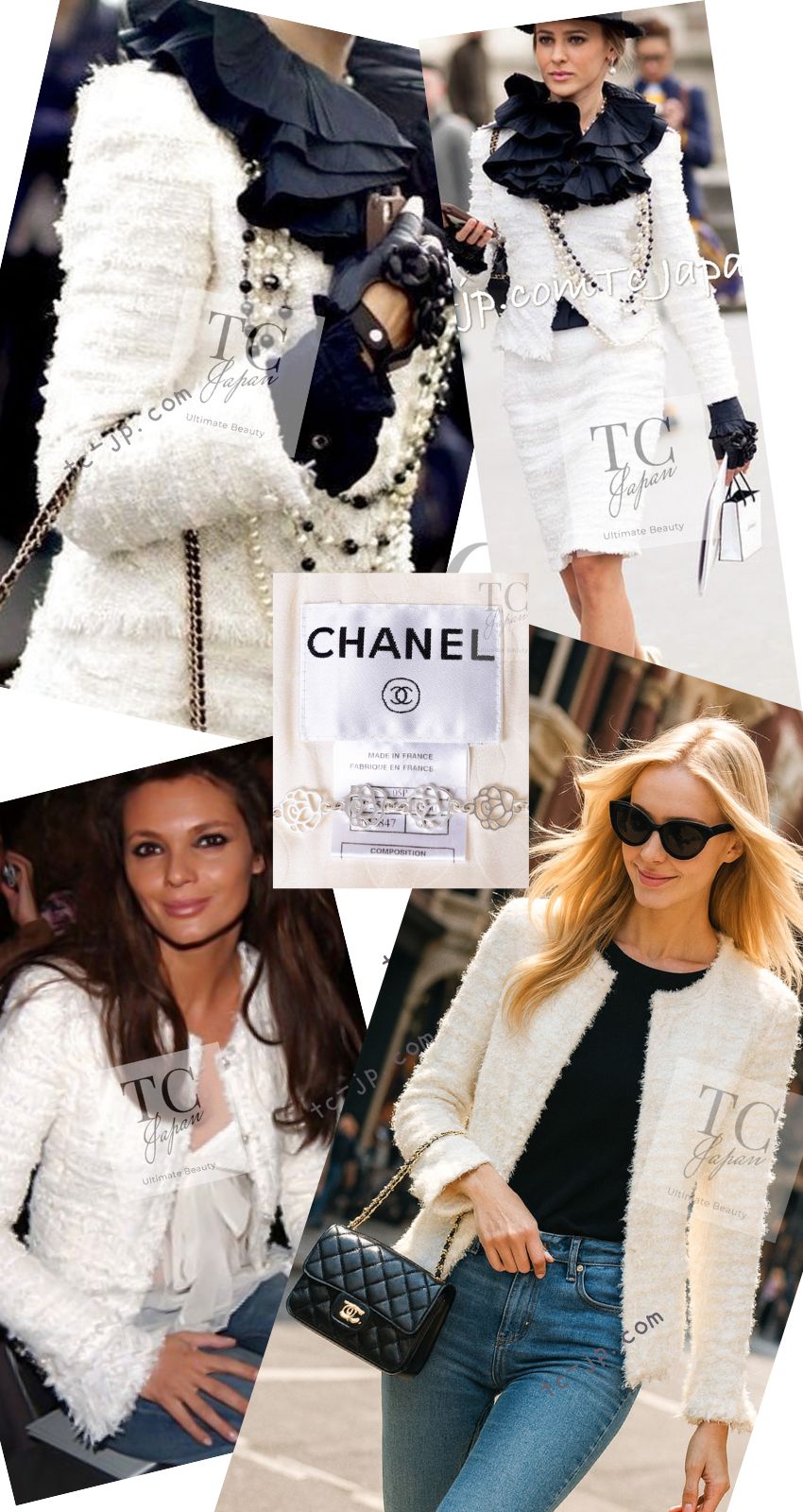 CHANEL 05S Ivory White Pearl Buttons Lesage Tweed Jacket Skirt Suit 40 42 シャネル アイボリー ホワイト パール CC ボタン ルサージュ ツイード ジャケット スカート スーツ 即発