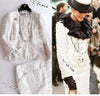 CHANEL 05S Ivory White Pearl Buttons Lesage Tweed Jacket Skirt Suit 36 38 シャネル アイボリー ホワイト パール CC ボタン ルサージュ ツイード ジャケット スカート スーツ 即発