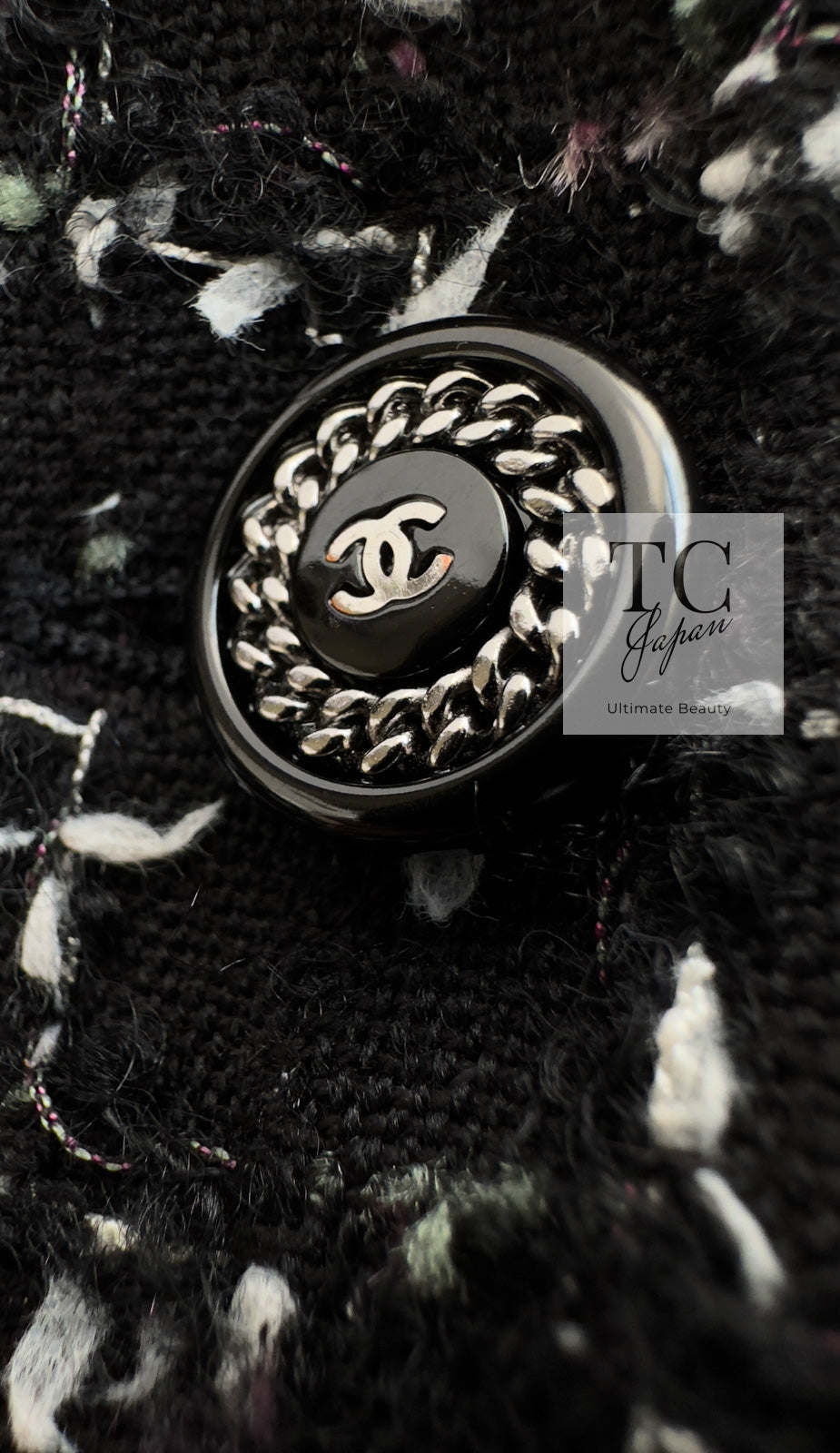 シャネル ジャケット スーツ CHANEL ブラック パープル ウール