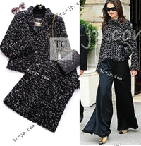 CHANEL 06A Black Purple Wool Cotton Mohair Tweed Jacket Skirt Suit 38 1