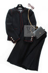 CHANEL 09PF Black Red Trim Moscow Wool Tweed Jacket Skirt Suit 38 シャネル ブラック レッド トリム ロマノフ ウール ツイード ジャケット スカート スーツ 即発