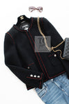 CHANEL 09PF Black Red Trim Moscow Wool Tweed Jacket Skirt Suit 38 シャネル ブラック レッド トリム ロマノフ ウール ツイード ジャケット スカート スーツ 即発