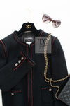 CHANEL 09PF Black Red Trim Moscow Wool Tweed Jacket Skirt Suit 38 シャネル ブラック レッド トリム ロマノフ ウール ツイード ジャケット スカート スーツ 即発