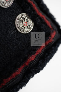 CHANEL 09PF Black Red Trim Moscow Wool Tweed Jacket Skirt Suit 38 シャネル ブラック レッド トリム ロマノフ ウール ツイード ジャケット スカート スーツ 即発