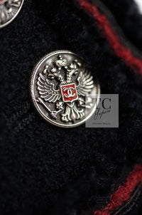 CHANEL 09PF Black Red Trim Moscow Wool Tweed Jacket Skirt Suit 38 シャネル ブラック レッド トリム ロマノフ ウール ツイード ジャケット スカート スーツ 即発