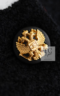 CHANEL 09PF Black Red Trim Moscow Wool Tweed Jacket Skirt Suit 38 シャネル ブラック レッド トリム ロマノフ ウール ツイード ジャケット スカート スーツ 即発