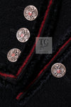 CHANEL 09PF Black Red Trim Moscow Wool Tweed Jacket Skirt Suit 38 シャネル ブラック レッド トリム ロマノフ ウール ツイード ジャケット スカート スーツ 即発
