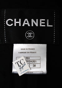 CHANEL 09PF Black Red Trim Moscow Wool Tweed Jacket Skirt Suit 38 シャネル ブラック レッド トリム ロマノフ ウール ツイード ジャケット スカート スーツ 即発