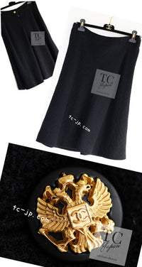 CHANEL 09PF Black Red Trim Moscow Wool Tweed Jacket Skirt Suit 38 シャネル ブラック レッド トリム ロマノフ ウール ツイード ジャケット スカート スーツ 即発