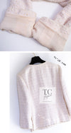 CHANEL 10S Pale Beige Pink Ivory Cotton Tweed Jacket Skirt Suit 42 44 シャネル ペール ベージュ ピンク アイボリー コットン ツイード ジャケット スカート スーツ 即発