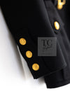 CHANEL 96A Vintage Black CC Gold Buttons Belt Military Jacket 38 シャネル ヴィンテージ ブラック CC ゴールド ボタン ベルト ミリタリー ジャケット 即発