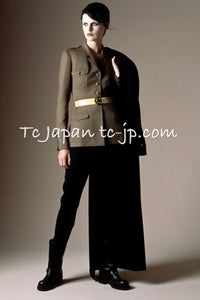 CHANEL 96A Vintage Black CC Gold Buttons Belt Military Jacket 38 シャネル ヴィンテージ ブラック CC ゴールド ボタン ベルト ミリタリー ジャケット 即発