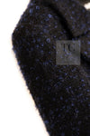 CHANEL 02A Black Blue Wool Mohair Double Tweed Jacket Skirt Suit 38 シャネル ブラック ブルー ウール モヘア ダブル ツイード ジャケット スカート スーツ 即発