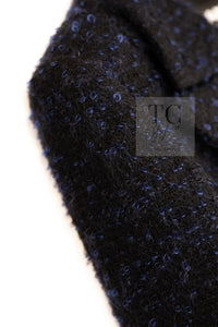 CHANEL 02A Black Blue Wool Mohair Double Tweed Jacket Skirt Suit 38 シャネル ブラック ブルー ウール モヘア ダブル ツイード ジャケット スカート スーツ 即発
