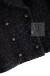 CHANEL 02A Black Blue Wool Mohair Double Tweed Jacket Skirt Suit 38 シャネル ブラック ブルー ウール モヘア ダブル ツイード ジャケット スカート スーツ 即発