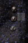 CHANEL 02A Black Blue Wool Mohair Double Tweed Jacket Skirt Suit 38 シャネル ブラック ブルー ウール モヘア ダブル ツイード ジャケット スカート スーツ 即発