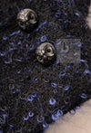 CHANEL 02A Black Blue Wool Mohair Double Tweed Jacket Skirt Suit 38 シャネル ブラック ブルー ウール モヘア ダブル ツイード ジャケット スカート スーツ 即発
