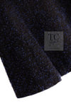 CHANEL 02A Black Blue Wool Mohair Double Tweed Jacket Skirt Suit 38 シャネル ブラック ブルー ウール モヘア ダブル ツイード ジャケット スカート スーツ 即発