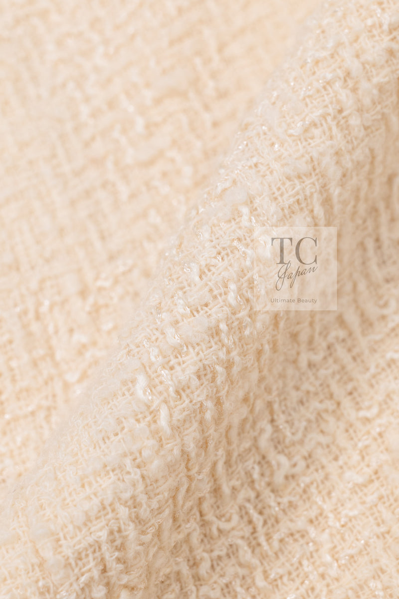 CHANEL 06PF Creme Ivory Wool Mohair Silk Gripoix Tweed Jacket Skirt Suit 34 36 シャネル クリーム アイボリー ウール モヘア シルク グリポワ宝石ボタン ツイード ジャケット スカート スーツ 即発