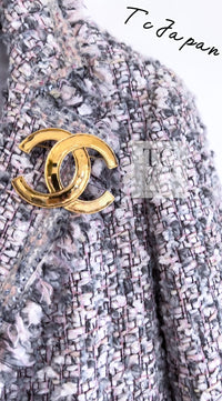CHANEL 04A Gray Pink Lavender Multi Color Tweed Jacket 38 シャネル グレー ピンク ラベンダー マルチカラー ツイード ジャケット 即発