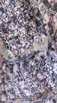 CHANEL 04A Gray Pink Lavender Multi Color Tweed Jacket 38 シャネル グレー ピンク ラベンダー マルチカラー ツイード ジャケット 即発