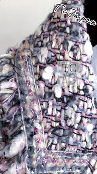 CHANEL 04A Gray Pink Lavender Multi Color Tweed Jacket 38 シャネル グレー ピンク ラベンダー マルチカラー ツイード ジャケット 即発