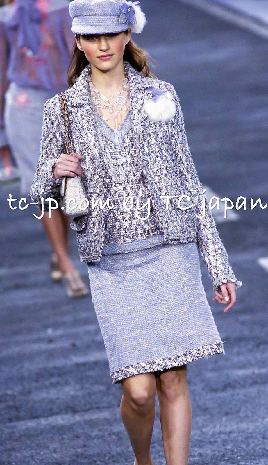 CHANEL 04A Gray Pink Lavender Multi Tweed Skirt 36 シャネル グレー ピンク ラベンダー マルチカラー ツイード スカート 即発